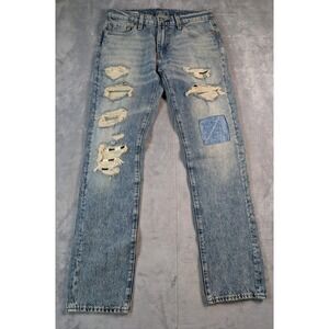 LEVI'S Men's Premium Big E 511 Slim Distressed Ripped Patchwork Jeans 30x32